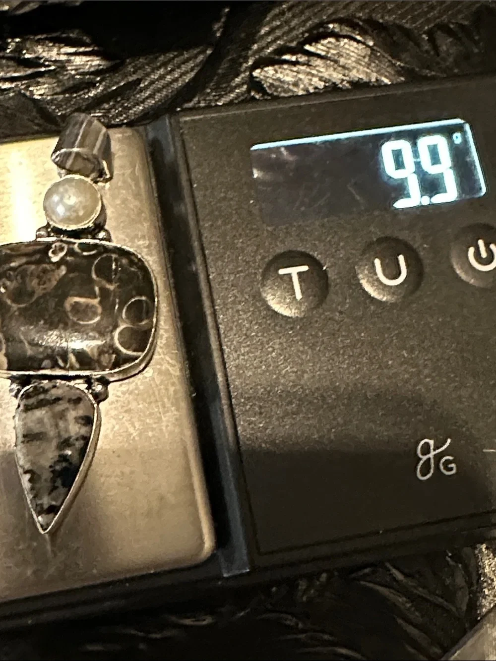 Artisan Black and White Jasper Pendant with Pearl Accent